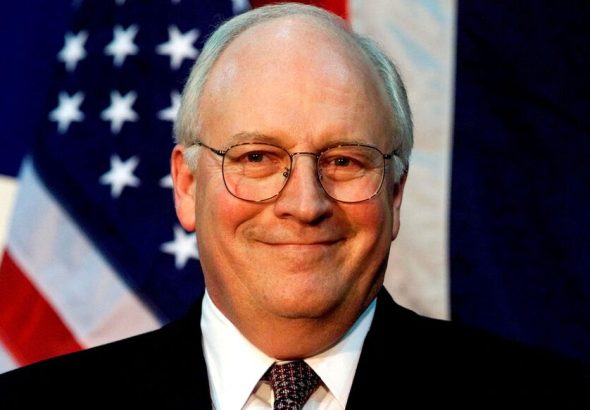 file photo: republican vice presidential candidate dick cheney listens [as his wife lynne] introduces him during..